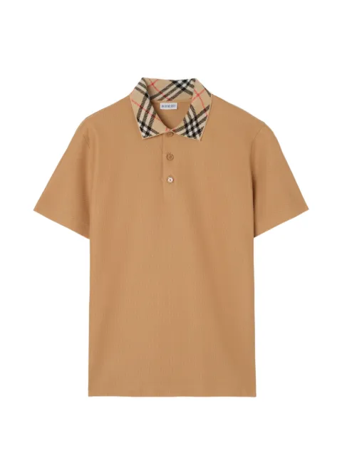 Burberry Check collar cotton polo shirt Neutrals 8126964