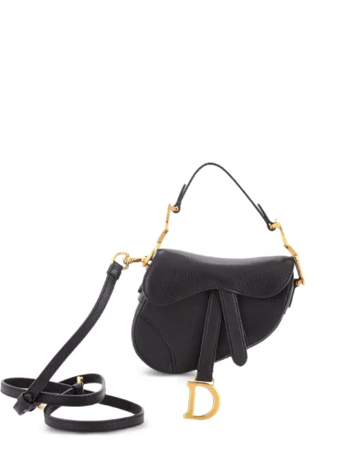 Christian Dior Pre-Owned Saddle Handbag with Strap Leather Micro shoulder bag Black HO4GO5LGFH52OB1V