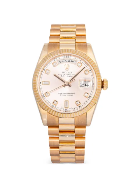 Rolex Day-Date diamond-fluted 36mm watch Pink 118235