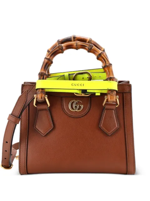 Gucci Pre-Owned Diana NM Bamboo Handle Tote Leather Mini crossbody bag Brown DYQ4SA334GUPH96L
