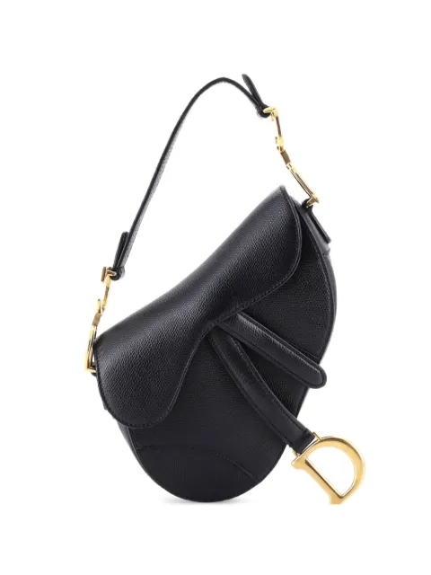 Christian Dior Pre-Owned Saddle Handbag Leather Mini shoulder bag Black DQPFNU5V0Y8UX5E9