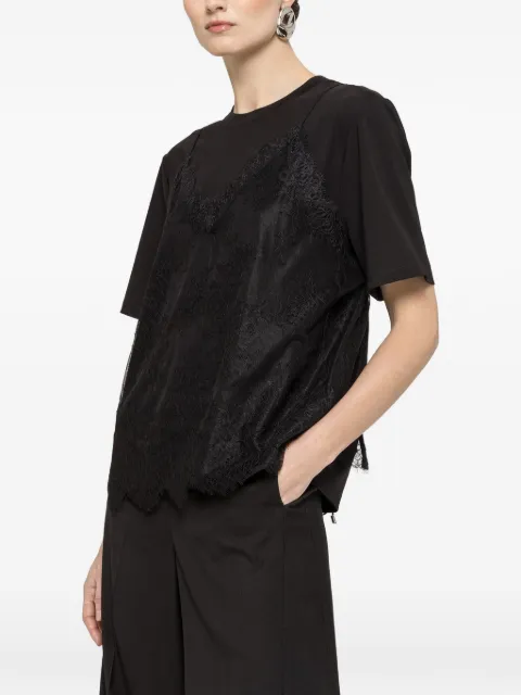 NISSA lace panel T-shirt Black TOP16481