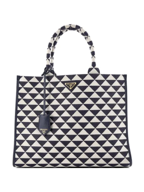 Prada Pre-Owned Symbole Shopper Jacquard Large tote bag Blue A7KMRVGU9TVB0EMF