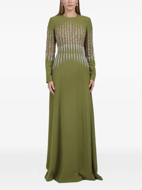 Dina Melwani crystal-embellished maxi dress Green DM2026170
