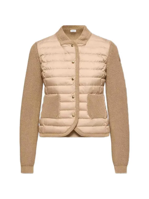 Moncler panelled padded cardigan Neutrals L10939B00028M1367