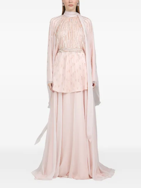 Dina Melwani beaded-embellishment maxi dress Pink DM2026170