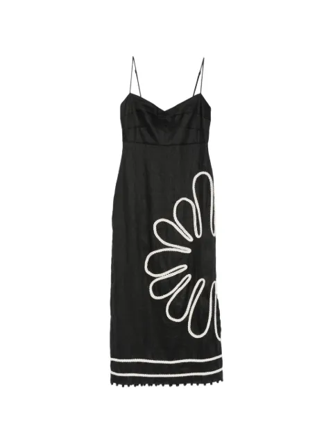 Cala de la Cruz Paloma braided-trim midi dress Black 25D473