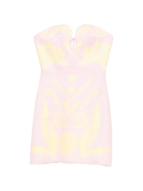 Cala de la Cruz Jolie strapless graphic-print mini dress Pink 25D393