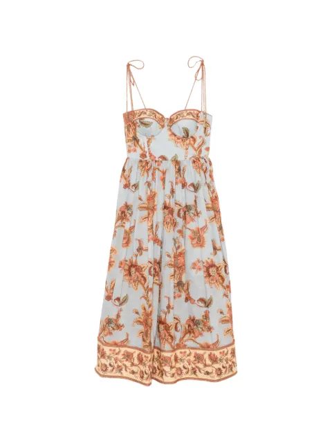 ZIMMERMANN Aster floral-print corset midi dress Blue 8635DSS261BLJB