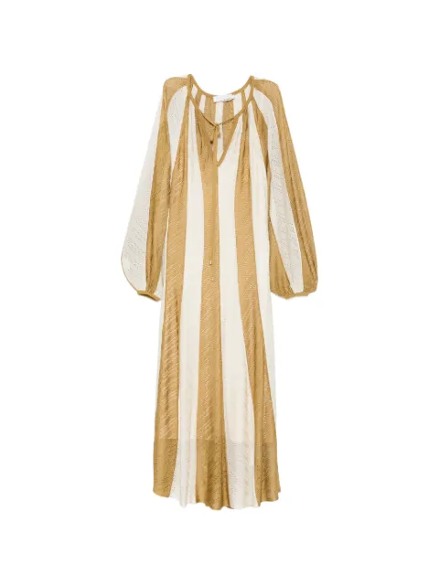 ZIMMERMANN Mahon Splice long-sleeve striped maxi dress Green 7535DSS263