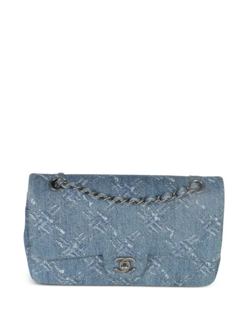 CHANEL Pre-Owned 2019 Classic Flap chain printed denim bag Blue 150419