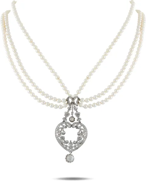 LB Exclusive diamond-embellished pendant pearl necklace Silver MF30020526
