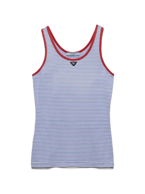 Prada striped cotton jersey tank top Blue 39659SOOO186H