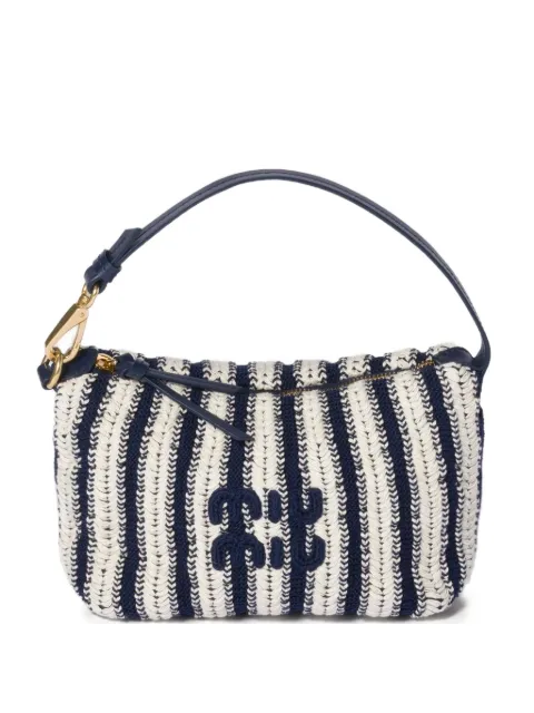 Miu Miu crochet and leather pouch Blue 5NE8412IHD