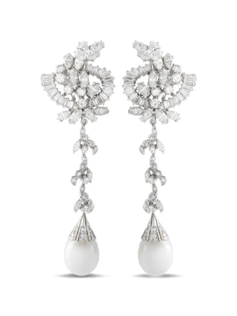 LB Exclusive diamond and pearl drop earrings Silver MF30012926