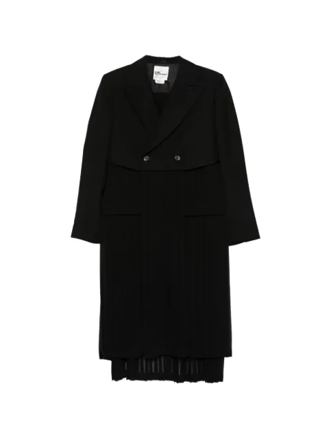 Noir Kei Ninomiya pleated blazer-style double-breasted coat Black 3QC002