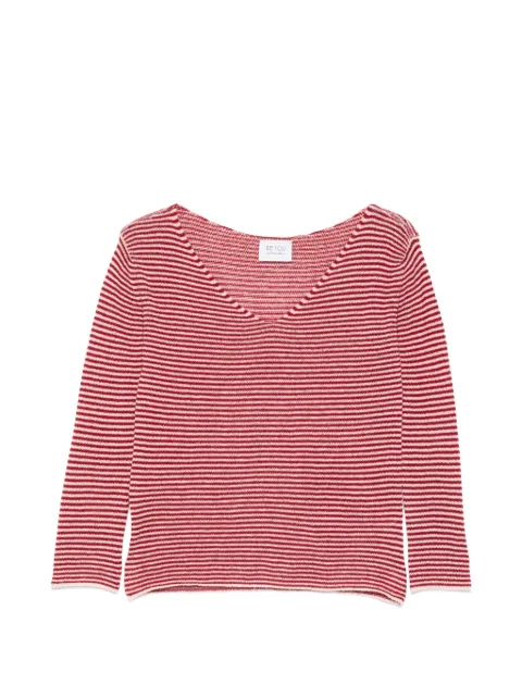 BeYou striped V-neck sweater Red MVD57B6
