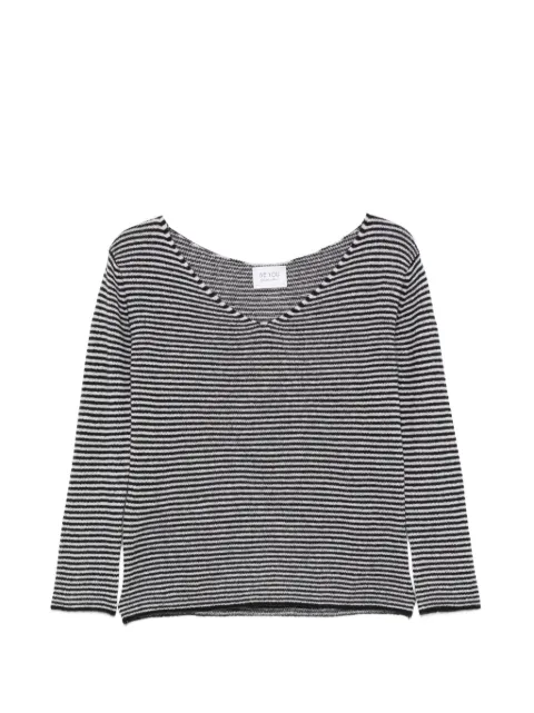 BeYou striped V-neck sweater Black MVD57B6