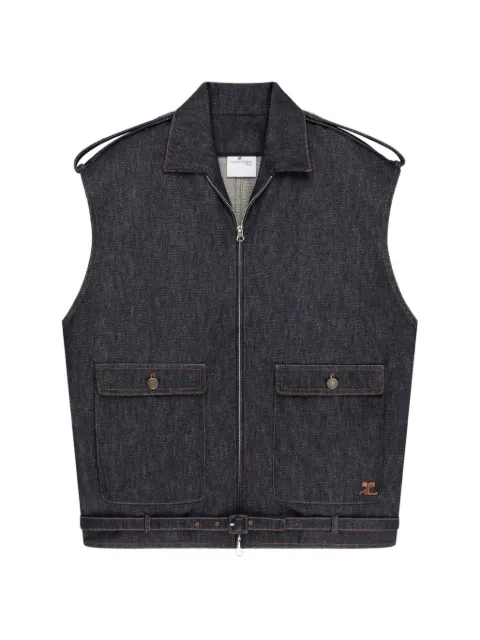 Courrèges sleeveless denim bomber jacket Blue 226DBL343DE0035