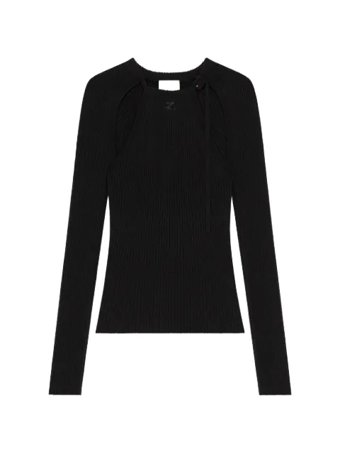 Courrèges long-sleeve cut-out-detail T-shirt Black 226MTO520FI0001