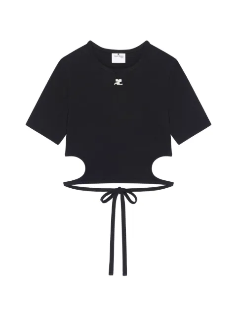 Courrèges ribbon cutout T-shirt Black 226JTS256JS0203