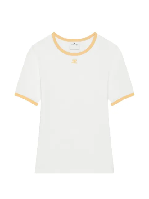 Courrèges contrast-trim signature T-shirt White 125JTS017JS0203