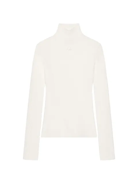 Courrèges logo-embroidered turtleneck top White 226MPU272FI0001