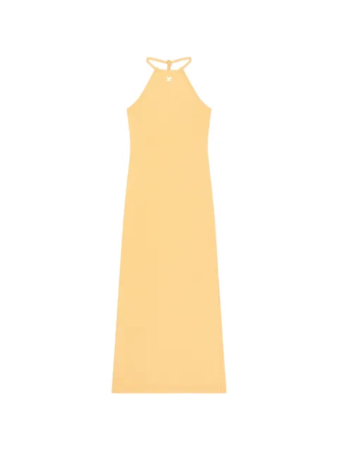 Courrèges logo-embroidered halterneck dress Orange 226JRO887JS0203