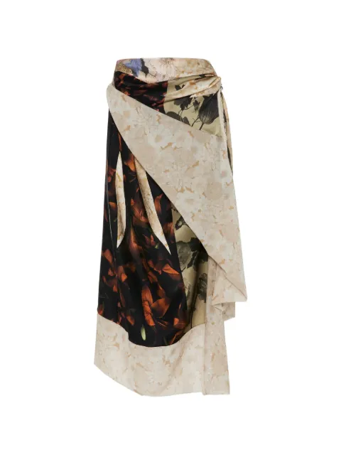Maison Margiela silk floral midi skirt Neutrals S29ME0042M35986