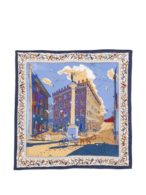 Ferragamo Palazzo Spini Feroni-print scarf Blue 792623