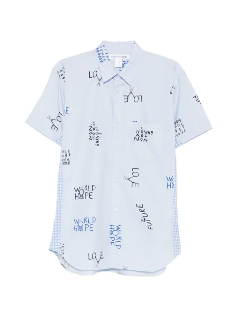 Comme Des Garçons Shirt gingham-panel shirt Blue FQB045