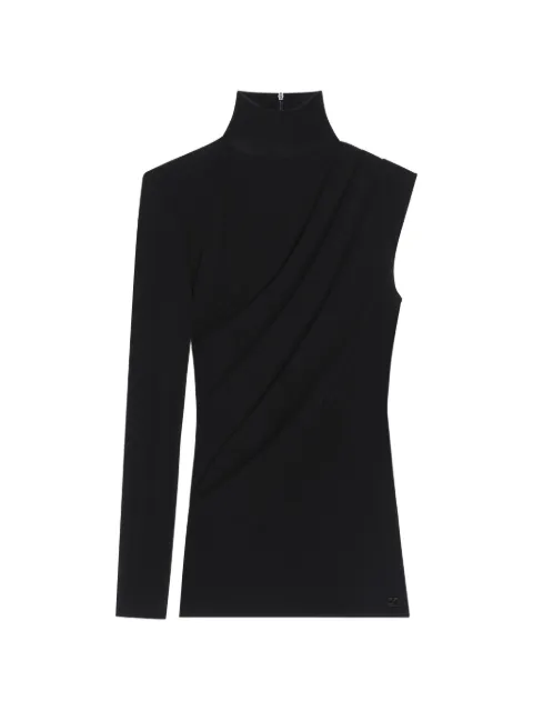 Courrèges single-sleeved draped top Black 226JTO524JS0145