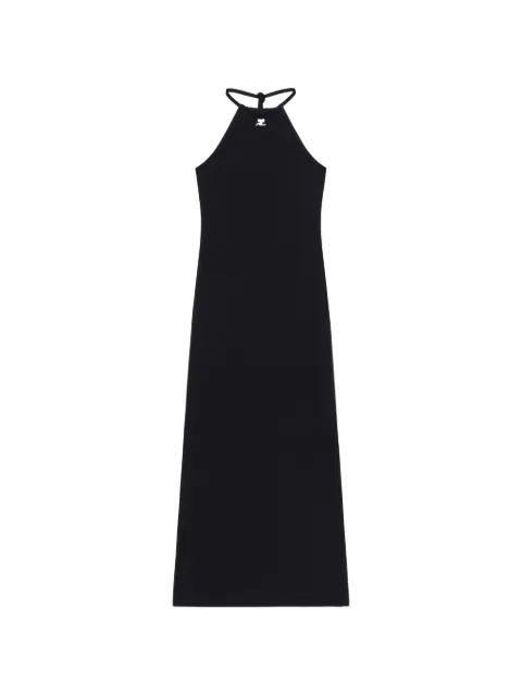 Courrèges logo-embroidered halterneck dress Black 226JRO887JS0203