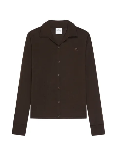 Courrèges notched-collar cardigan Brown 226MGI050FI0071