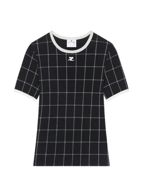 Courrèges contrast-trim T-shirt Black 226JTS017JS0298