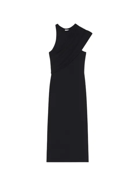 Courrèges draped asymmetric-neck midi dress Black 226JR0849JS0285