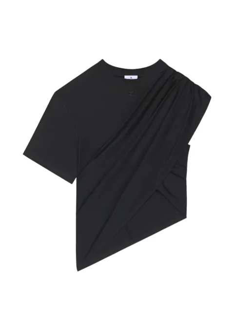 Courrèges asymmetric draped T-shirt Black 226JTS241JS0290