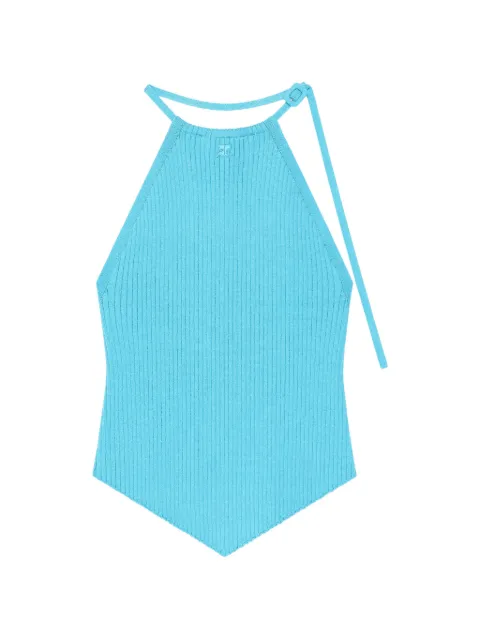 Courrèges halterneck ribbed tank top Blue 226MTO511FI0001