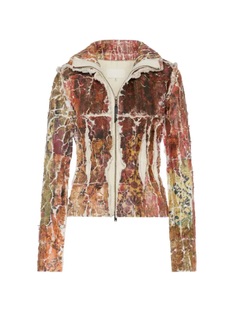 Maison Margiela fragmented floral zip-up cardigan Red S29HP0047M13266