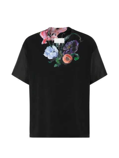 Maison Margiela flower cotton-silk T-shirt Black S67GC0050S24575