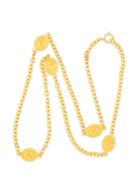 CHANEL Pre-Owned 1980s oval-medallion necklace Gold NL025675