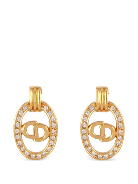 Christian Dior Pre-Owned 1980s oval-logo clip-on earrings Gold ER026525