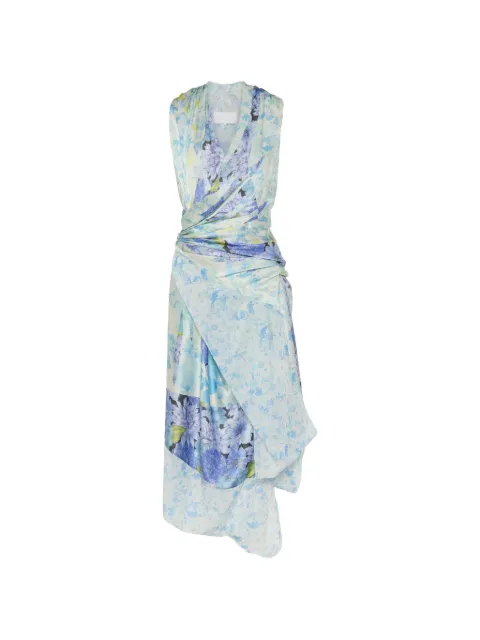 Maison Margiela floral drape wrap dress Blue S29DD0075M35983