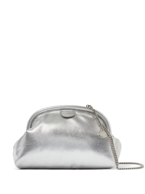 Stella McCartney Falabella padded metallic soft clutch with chain Silver 7B0190WP0696