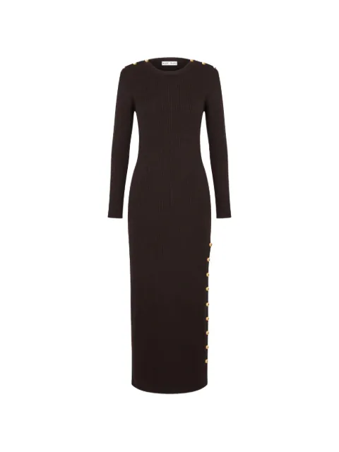 Blazé Milano button-embellished ribbed midi dress Brown DRKNI24LOV