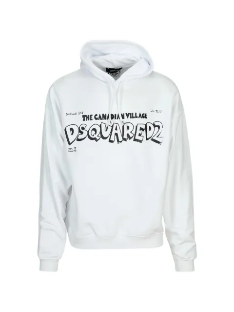 DSQUARED2 logo-print long-sleeve hoodie White S74GU0765S25551