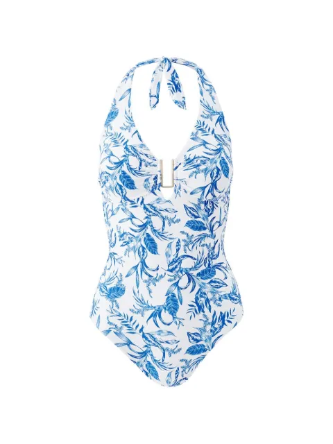 Melissa Odabash halterneck floral swimsuit White TAMPA
