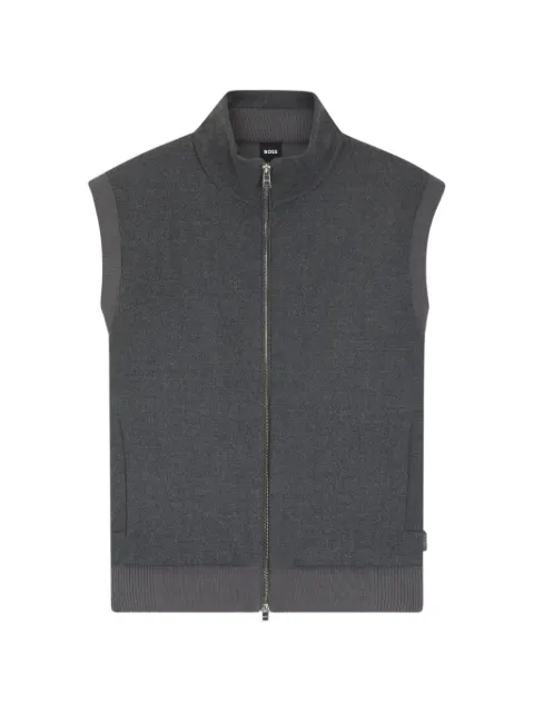 BOSS zip knitted gilet Grey 50550007