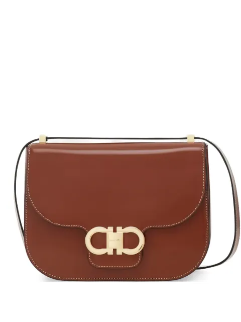 Ferragamo double Gancini north-south crossbody bag Brown 789540
