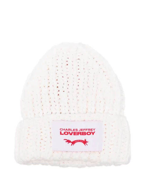 Charles Jeffrey Loverboy Chubby logo-patch beanie hat White 062130401